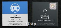 Pièce en argent de 1 $ de Niue 2021 Batman 1966 Batmobile Monnaie de Nouvelle-Zélande 4ISO