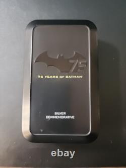 Pièce en argent de 2 oz 999 $5 NOUVEAU NIUE 75e ANNIVERSAIRE de BATMAN 2014 RARE