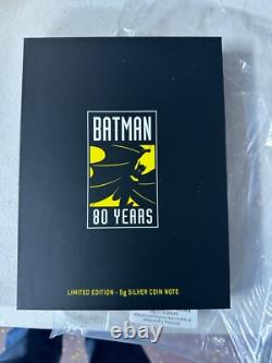 Pièce en argent de 5 grammes Batman de la Monnaie de Nouvelle-Zélande 2019, 80 ans, note 5 grammes