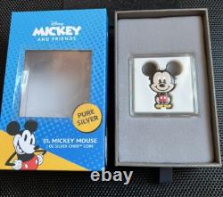 Pièce en argent fin Mickey Mouse Chibi 1 oz. 999 Monnaie de Nouvelle-Zélande Pièce en argent Disney