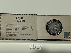 Pièce en argent fin antiqued de 1 oz 999, 2019. Contes légendaires. Sinbad le marin