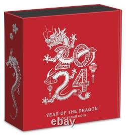 Pièce en argent proof colorisée de 3 oz Année du Dragon 2024 de la New Zealand Mint<br/>