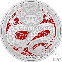Pièce en argent proof colorisée de 3 oz Année du Dragon 2024 de la New Zealand Mint <br/>