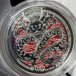 Pièce en argent proof colorisée de 3 oz, Année lunaire du Dragon 2024 de la New Zealand Mint