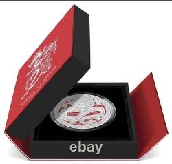 Pièce en argent proof colorisée de 3 oz, Année lunaire du Dragon 2024 de la New Zealand Mint