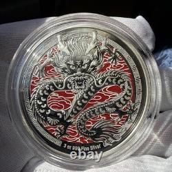 Pièce en argent proof colorisée de 3 oz, Année lunaire du Dragon 2024 de la New Zealand Mint