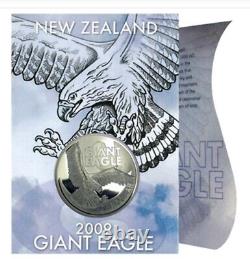 Pièce en argent pur de 1 once d'AIGLE GÉANT d'Oiseaux de la Nouvelle-Zélande