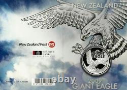 Pièce en argent pur de 1 once d'AIGLE GÉANT d'Oiseaux de la Nouvelle-Zélande
