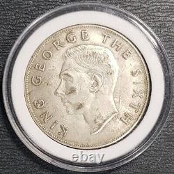 Pièce en argent rare de 1949 de Nouvelle-Zélande, couronne, 26,3g Ø38mm (+1 pièce GRATUITE) #32136