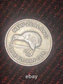 Pièce étrangère en argent d'un florin de la Nouvelle-Zélande de 1934