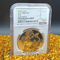 Preuve 2012 NIUE Argent S$2 Poisson Koi Feng Shui Colorisé PF70UC 1 de 84 Monnaie