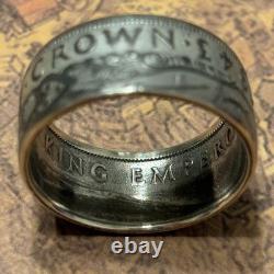 RARE 50 % ARGENT Nouvelle-Zélande Demi-Couronne Bague en pièce tailles 5-12 Fait main aux États-Unis Océanie
