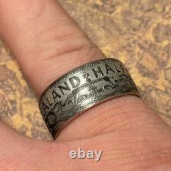 RARE 50 % ARGENT Nouvelle-Zélande Demi-Couronne Bague en pièce tailles 5-12 Fait main aux États-Unis Océanie
