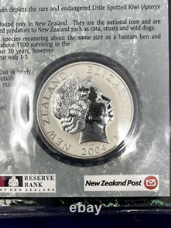 Rare 2004 'Petit Kiwi tacheté' 1 once d'argent Nouvelle-Zélande Dollar BU