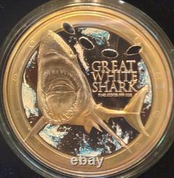 Semaine des requins - 1 oz d’argent de la New Zealand Mint - Grand requin blanc 2012 avec emballage d’origine et certificat d’authenticité