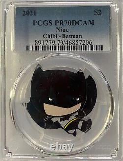 Série de pièces de monnaie Chibi Coin DC Comic Series Batman Pcgs Pr70 Dcam (meilleure note possible!) de 2021