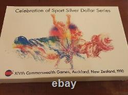 Série de pièces de monnaie en argent de la Nouvelle-Zélande pour la célébration du XIVe Jeux du Commonwealth sportif 1990