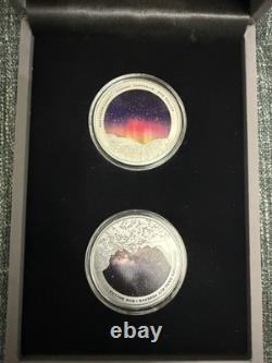 Seulement 500 frappés - Nouvelle-Zélande Ciel Sombre/ Ciel Clair 2 OZ. Ensemble de pièces en argent Proof