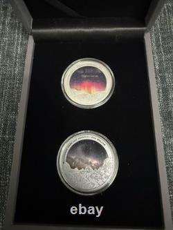 Seulement 500 frappés - Nouvelle-Zélande Ciel Sombre/ Ciel Clair 2 OZ. Ensemble de pièces en argent Proof