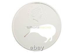 Silhouette Kiwi en 3D découpée au laser 1 Dollar Nouvelle-Zélande 2015 1 oz. 999 argent épreuve