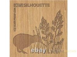 Silhouette Kiwi en 3D découpée au laser 1 Dollar Nouvelle-Zélande 2015 1 oz. 999 argent épreuve