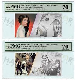 Silver Star Wars 2018 Leia & Han & Chewbacca 5 Gram Notes Pmg 70 Premières Versions