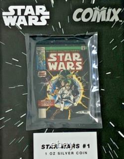 Star Wars 2024 Niue barre colorée 1 oz en argent pur Disney Comix New Zealand Mint