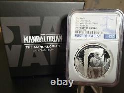 Star Wars Mandalorian Classic Mandalorian 1 Oz. Pièce D'argent Ngc Pf70 Première