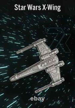Star Wars X-wing 1oz Argent Pièce Ms70 2022 2000 Mintage Avec Coa