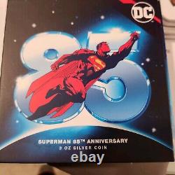 Superman 85e Anniversaire Pièce en Argent 3 OZ. 999 de Nouvelle-Zélande