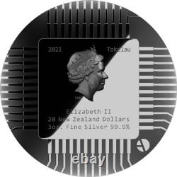 Tokelau 3 oz ROBOTS V1 NEXT EVOLUTION Amour 20 $ Pièce en argent 2021 Proof Obsidienne