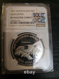 Vente 1997 Nouvelle-Zélande Argent 5 Dollars Saddleback Ngc Pf 70 Ultra Cameo Pop 2
