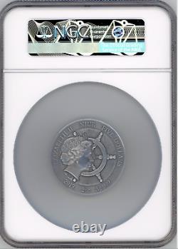 Whydah Gally Grand Navire 2019 Niue 5 $ Coin De Silver 2oz Ngc Ms70 Antiqued